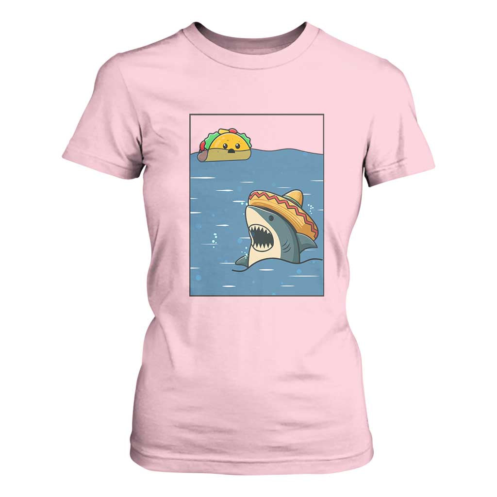 Tacos Lover T Shirt For Women Funny Shark Humor Foodie Gift TS12 Light Pink Print Your Wear