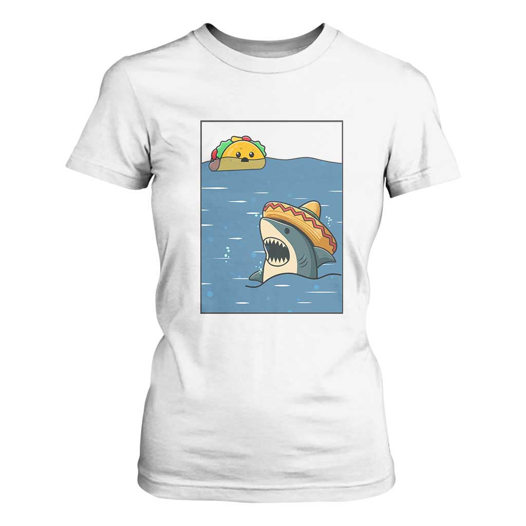 Tacos Lover T Shirt For Women Funny Shark Humor Foodie Gift TS12 White Print Your Wear