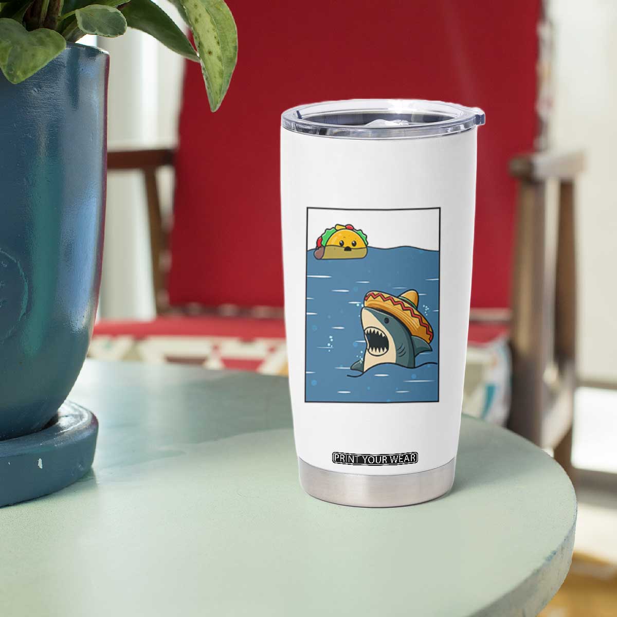 Tacos Lover Tumbler Cup Funny Shark Humor Foodie Gift TS12 Print Your Wear