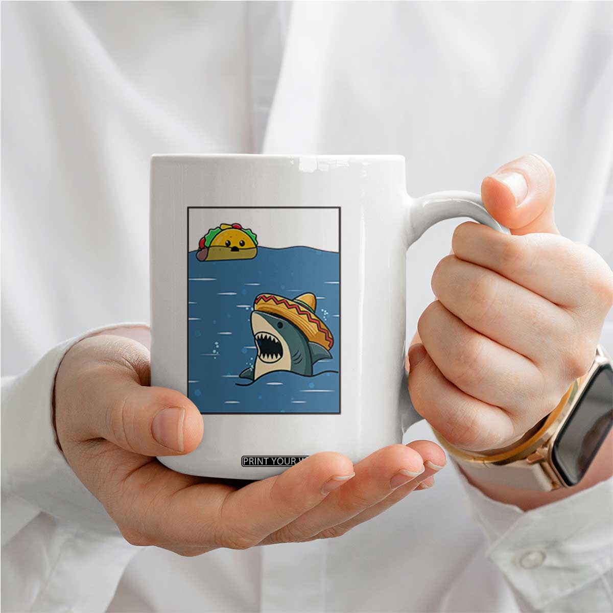 Tacos Lover Coffee Mug Funny Shark Humor Foodie Gift TS12 Print Your Wear