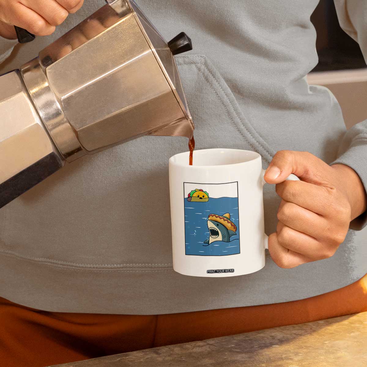 Tacos Lover Coffee Mug Funny Shark Humor Foodie Gift TS12 Print Your Wear