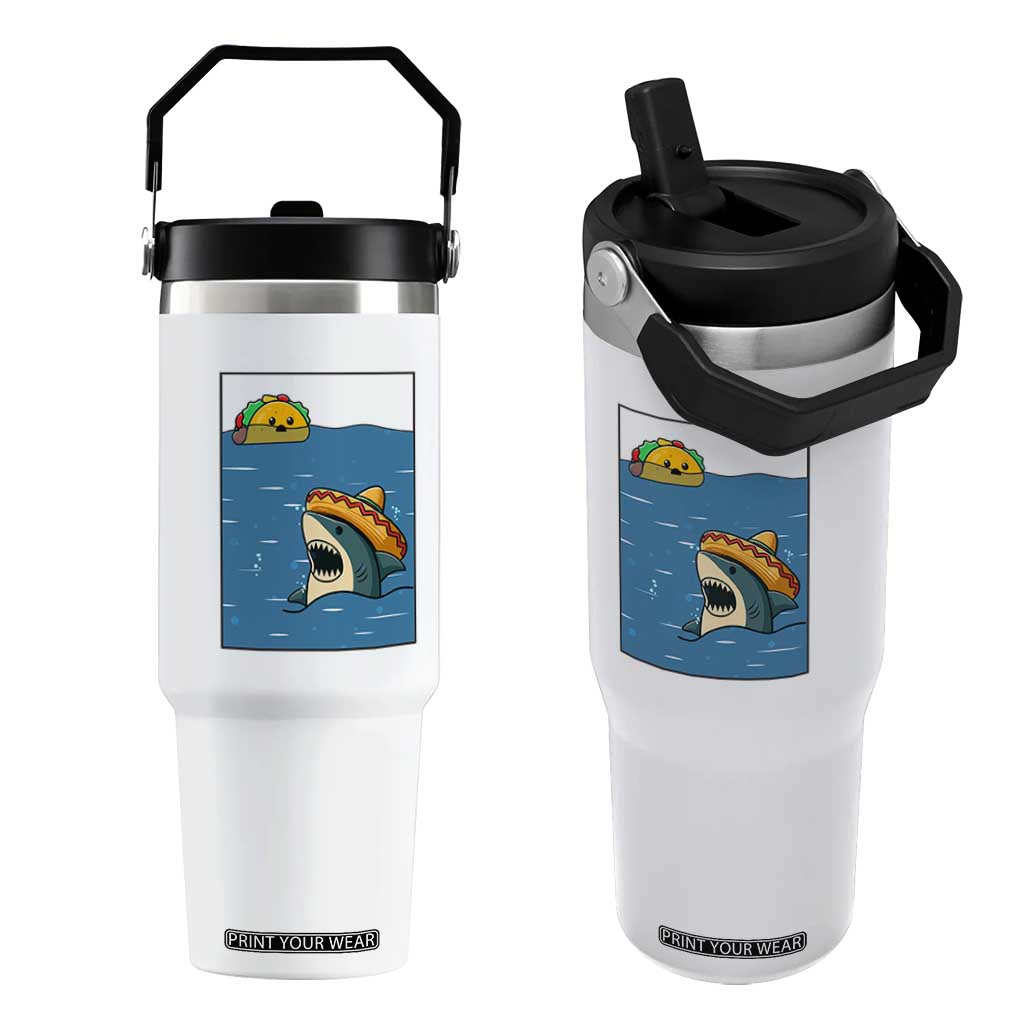 Tacos Lover Flip Straw Tumbler Funny Shark Humor Foodie Gift TS12 One Size: 30 oz White Print Your Wear
