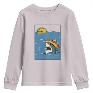 Tacos Lover Youth Sweatshirt Funny Shark Humor Foodie Gift TS12 Ice Gray Print Your Wear