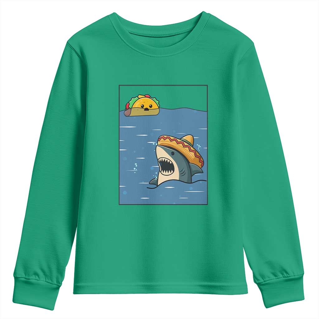 Tacos Lover Youth Sweatshirt Funny Shark Humor Foodie Gift TS12 Irish Green Print Your Wear