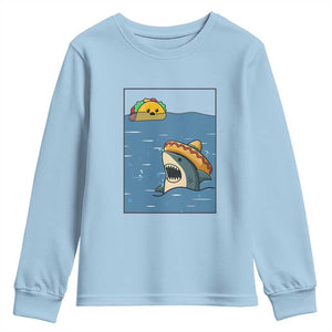 Tacos Lover Youth Sweatshirt Funny Shark Humor Foodie Gift TS12 Light Blue Print Your Wear