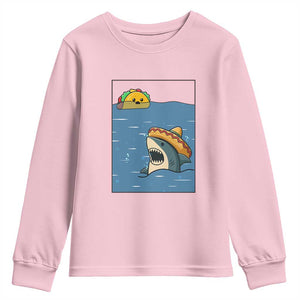 Tacos Lover Youth Sweatshirt Funny Shark Humor Foodie Gift TS12 Light Pink Print Your Wear