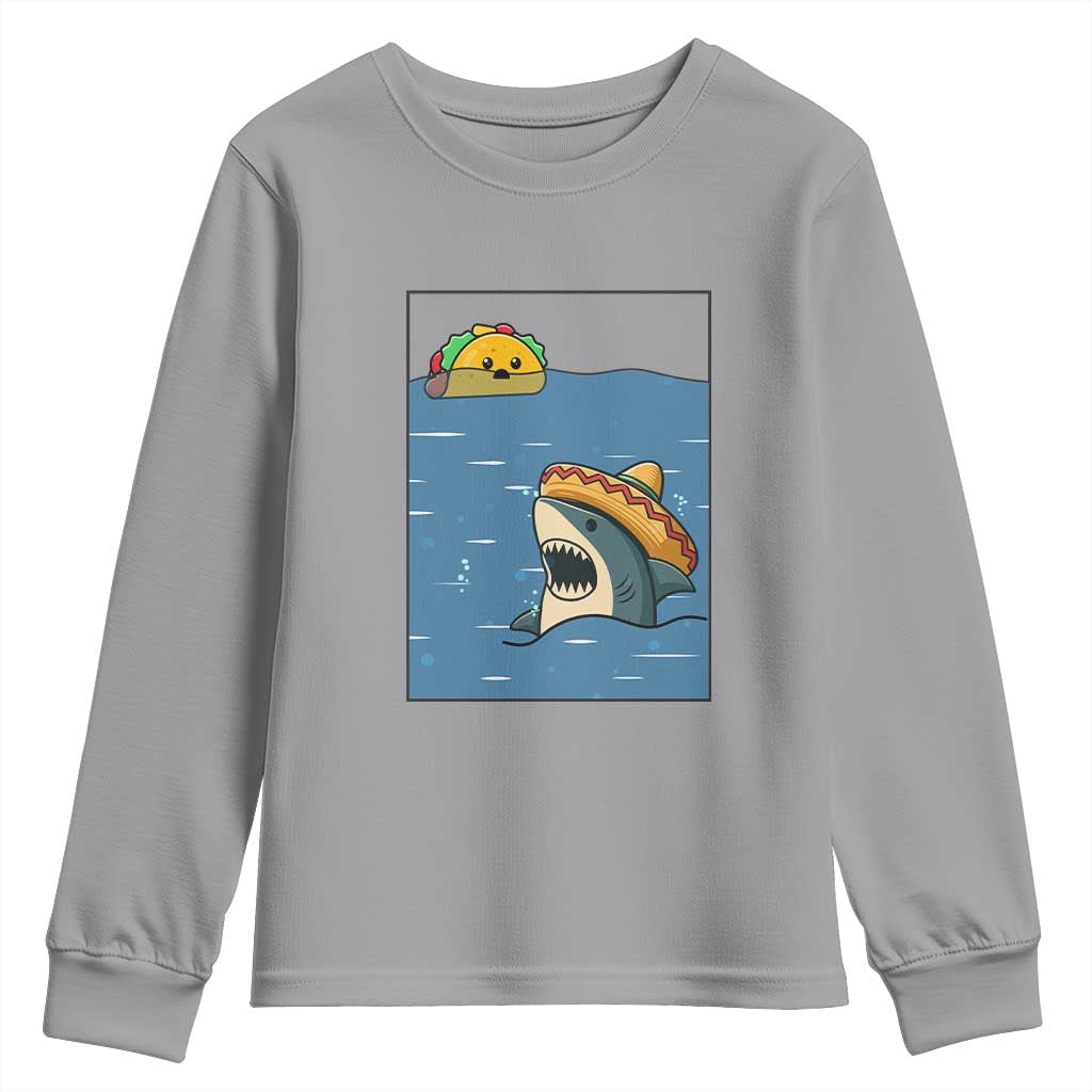 Tacos Lover Youth Sweatshirt Funny Shark Humor Foodie Gift TS12 Sport Gray Print Your Wear