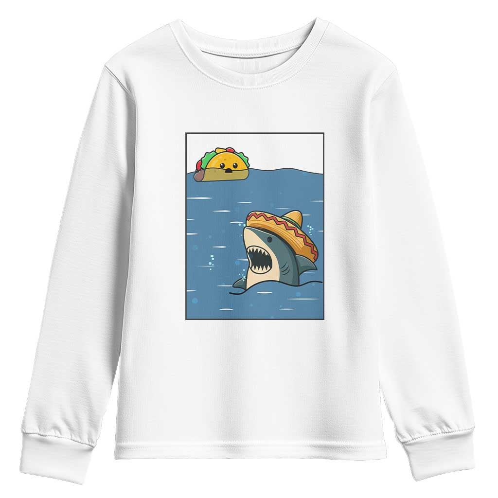 Tacos Lover Youth Sweatshirt Funny Shark Humor Foodie Gift TS12 White Print Your Wear