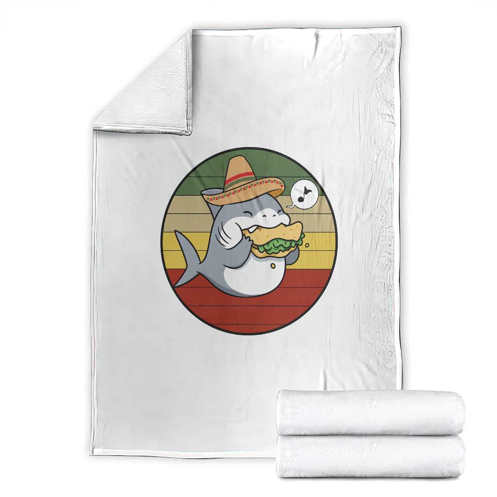 Mexican Food Lover Gift Throw Blanket Funny Shark Eating Tacos TS12 White Print Your Wear