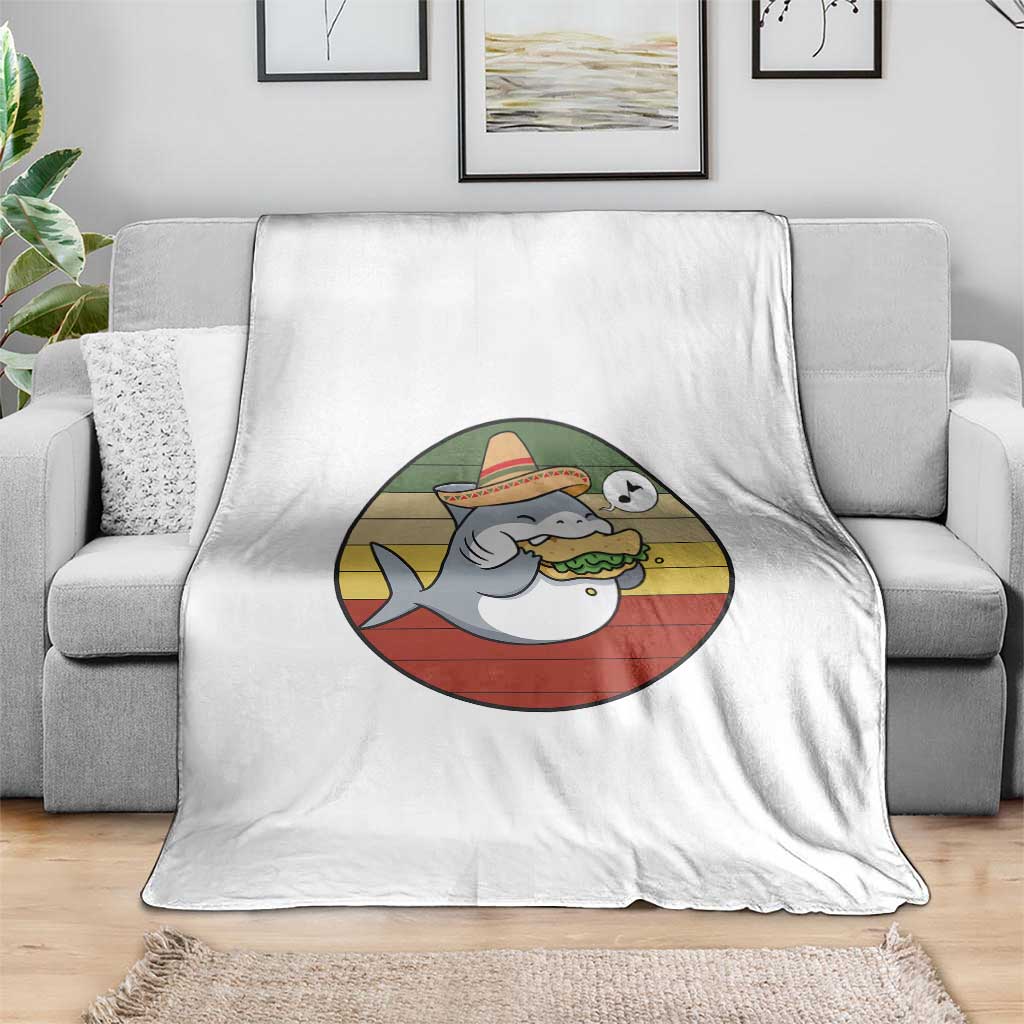 Mexican Food Lover Gift Throw Blanket Funny Shark Eating Tacos TS12 Print Your Wear