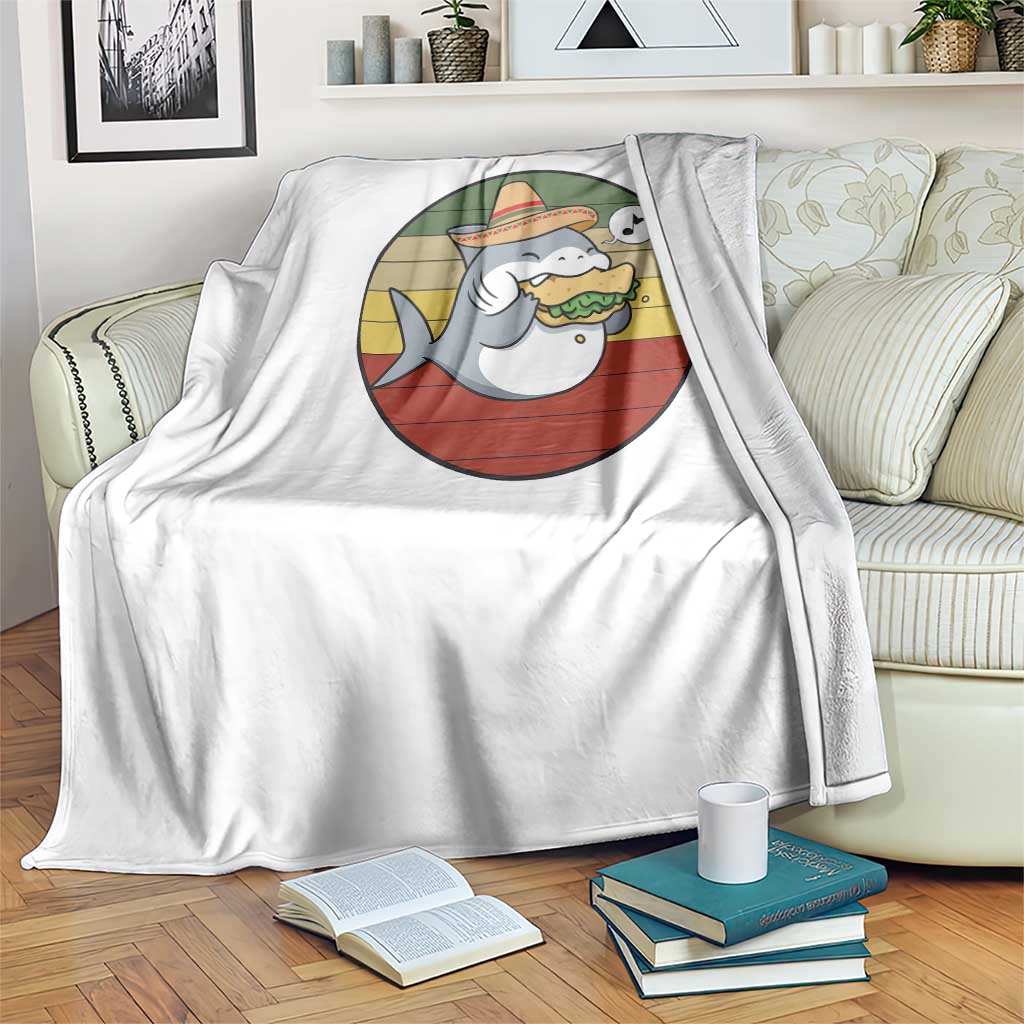 Mexican Food Lover Gift Throw Blanket Funny Shark Eating Tacos TS12 Print Your Wear