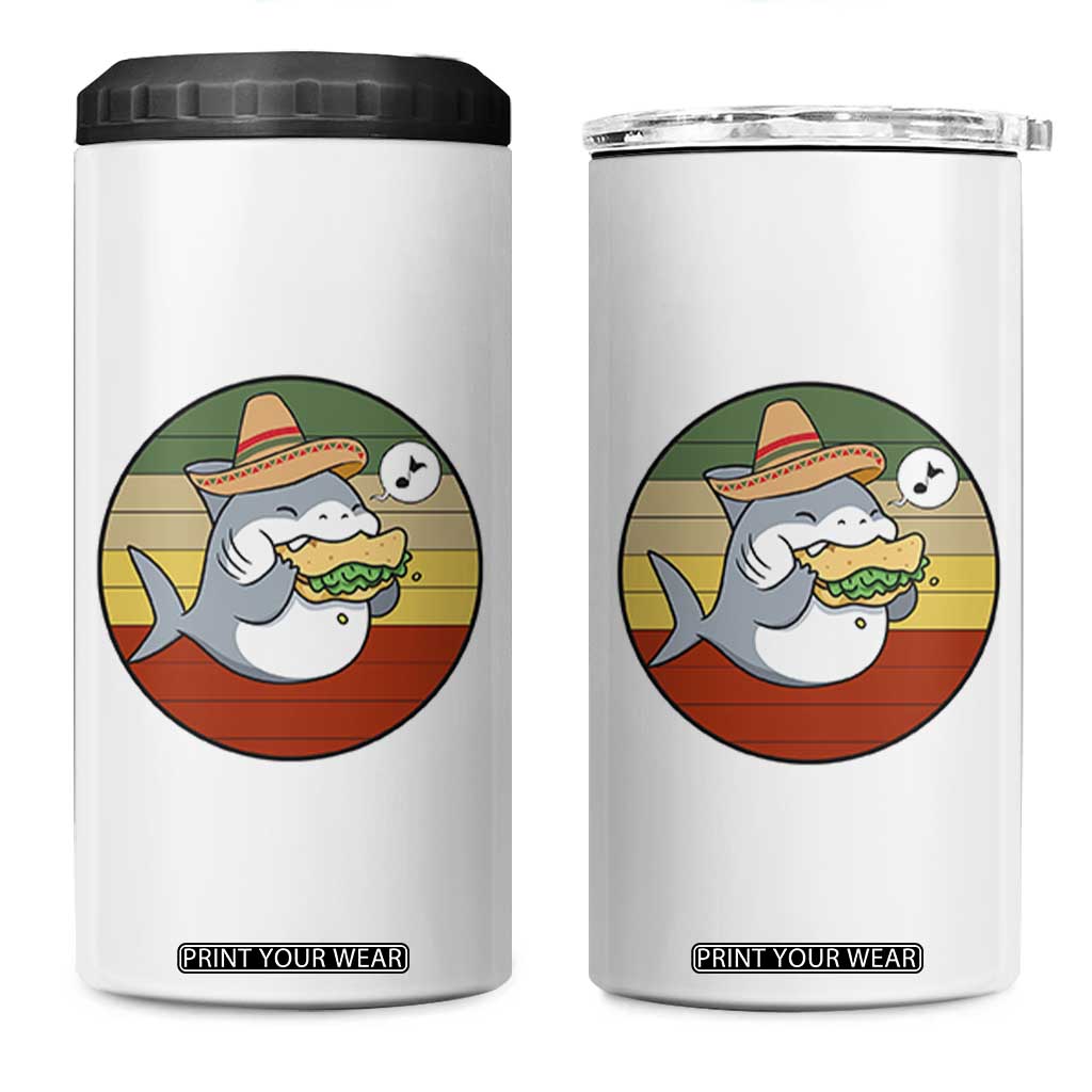 Mexican Food Lover Gift 4 in 1 Can Cooler Tumbler Funny Shark Eating Tacos TS12 One Size: 16 oz White Print Your Wear