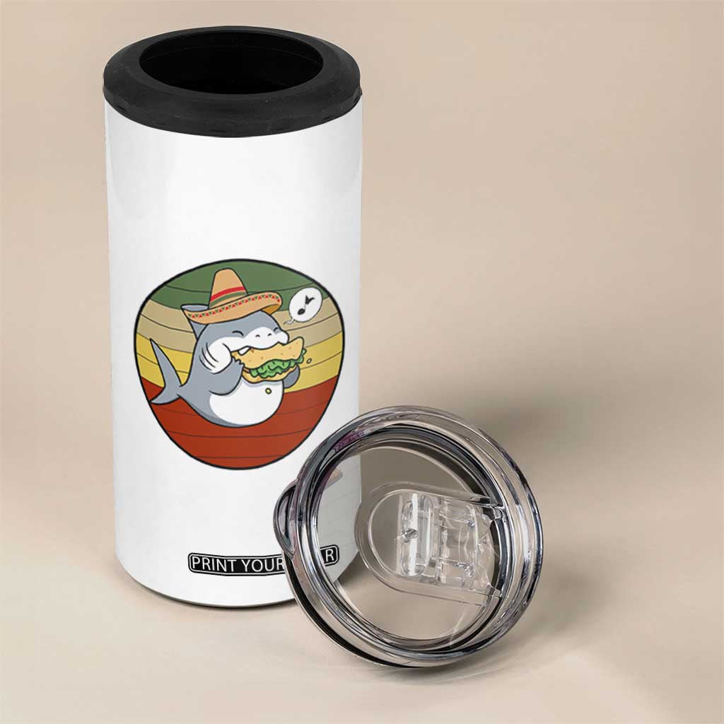 Mexican Food Lover Gift 4 in 1 Can Cooler Tumbler Funny Shark Eating Tacos TS12 Print Your Wear