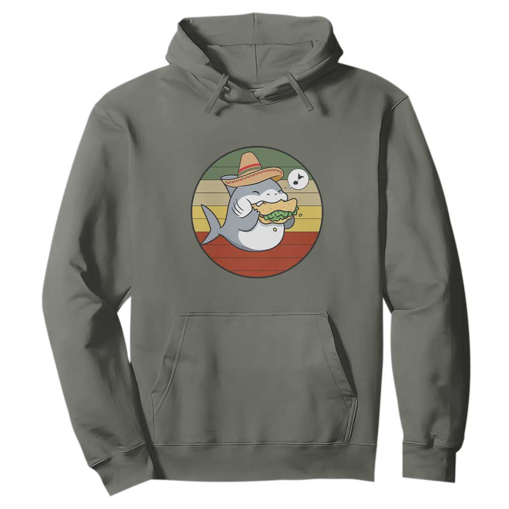 Mexican Food Lover Gift Hoodie Funny Shark Eating Tacos TS12 Military Green Print Your Wear