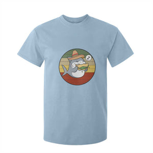 Mexican Food Lover Gift T Shirt For Kid Funny Shark Eating Tacos TS12 Light Blue Print Your Wear