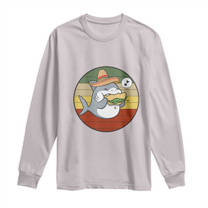 Mexican Food Lover Gift Long Sleeve Shirt Funny Shark Eating Tacos TS12 Ice Gray Print Your Wear