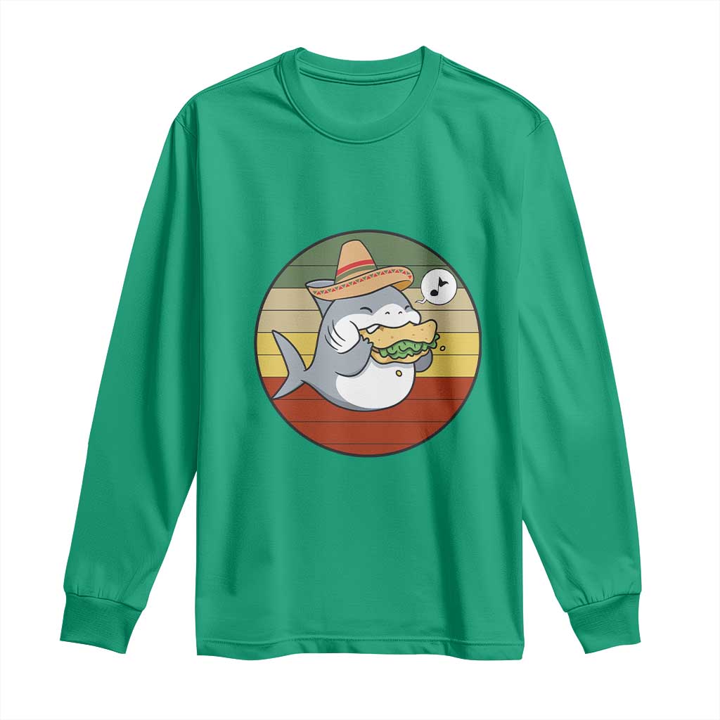 Mexican Food Lover Gift Long Sleeve Shirt Funny Shark Eating Tacos TS12 Irish Green Print Your Wear