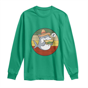Mexican Food Lover Gift Long Sleeve Shirt Funny Shark Eating Tacos TS12 Irish Green Print Your Wear