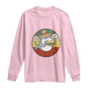 Mexican Food Lover Gift Long Sleeve Shirt Funny Shark Eating Tacos TS12 Light Pink Print Your Wear