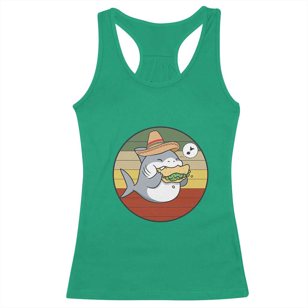 Mexican Food Lover Gift Racerback Tank Top Funny Shark Eating Tacos TS12 Irish Green Print Your Wear
