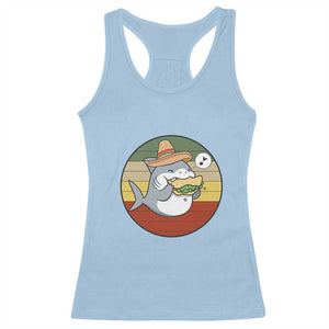 Mexican Food Lover Gift Racerback Tank Top Funny Shark Eating Tacos TS12 Light Blue Print Your Wear