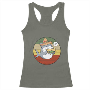 Mexican Food Lover Gift Racerback Tank Top Funny Shark Eating Tacos TS12 Military Green Print Your Wear