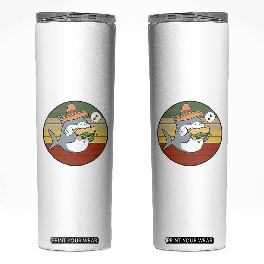 Mexican Food Lover Gift Skinny Tumbler Funny Shark Eating Tacos TS12 White Print Your Wear