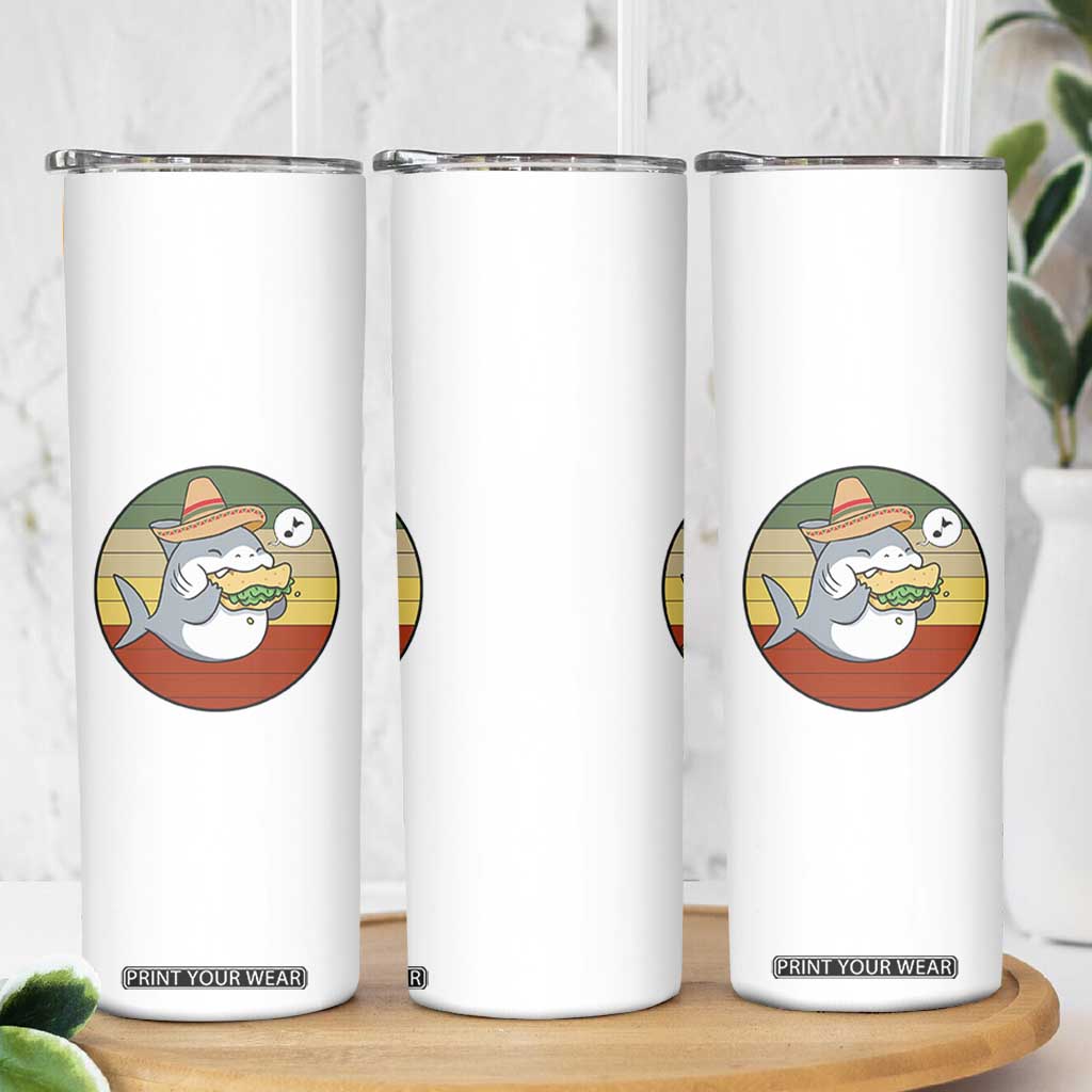 Mexican Food Lover Gift Skinny Tumbler Funny Shark Eating Tacos TS12 Print Your Wear