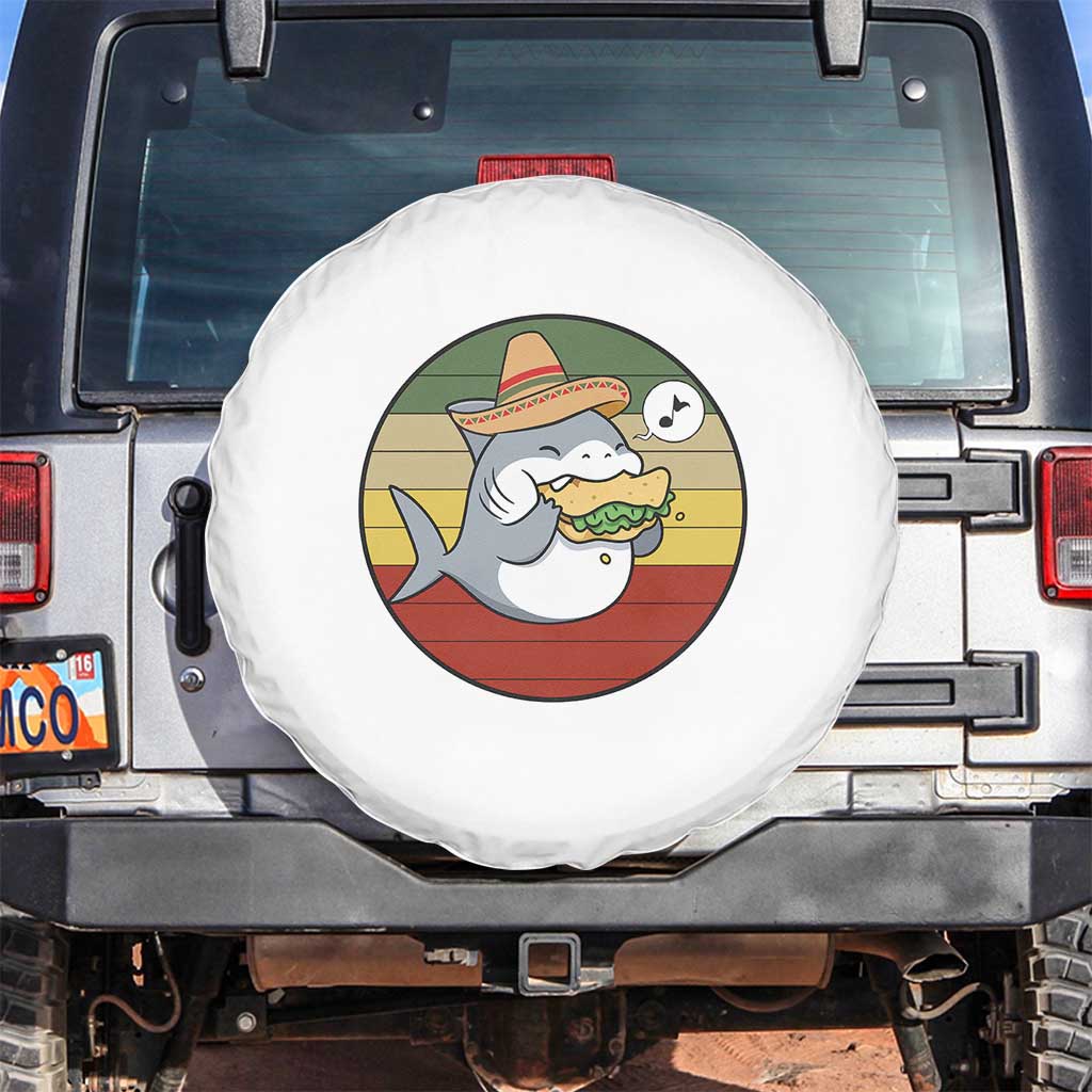 Mexican Food Lover Gift Spare Tire Cover Funny Shark Eating Tacos TS12 No hole White Print Your Wear