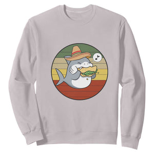 Mexican Food Lover Gift Sweatshirt Funny Shark Eating Tacos TS12 Ice Gray Print Your Wear
