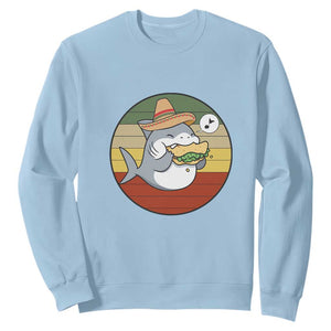 Mexican Food Lover Gift Sweatshirt Funny Shark Eating Tacos TS12 Light Blue Print Your Wear