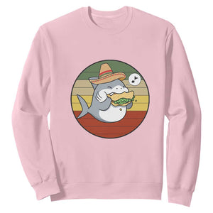 Mexican Food Lover Gift Sweatshirt Funny Shark Eating Tacos TS12 Light Pink Print Your Wear