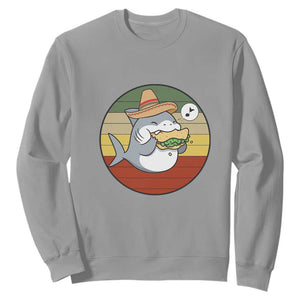 Mexican Food Lover Gift Sweatshirt Funny Shark Eating Tacos TS12 Sport Gray Print Your Wear