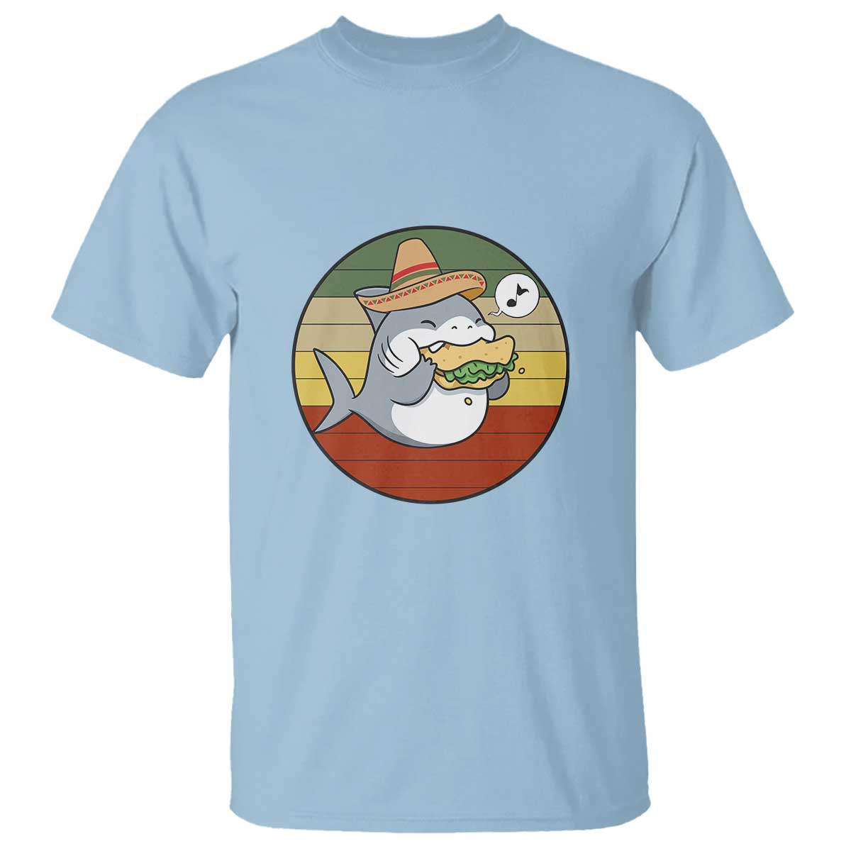 Mexican Food Lover Gift T Shirt Funny Shark Eating Tacos TS12 Light Blue Print Your Wear