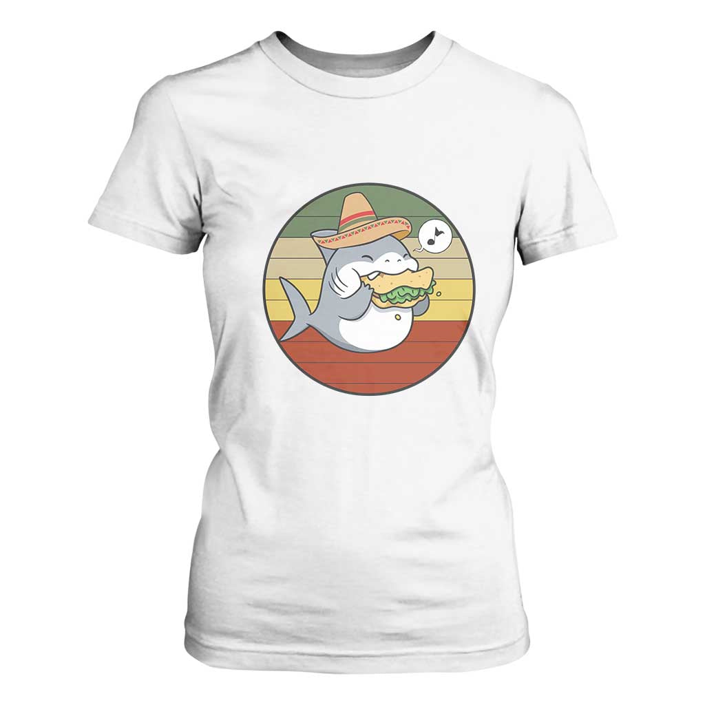 Mexican Food Lover Gift T Shirt For Women Funny Shark Eating Tacos TS12 White Print Your Wear