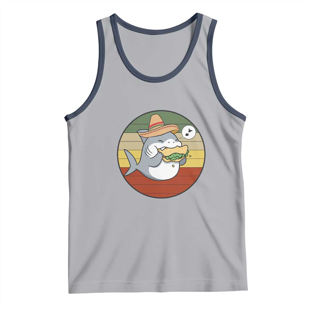 Mexican Food Lover Gift Tank Top Funny Shark Eating Tacos TS12 Athletic Heather Navy Print Your Wear