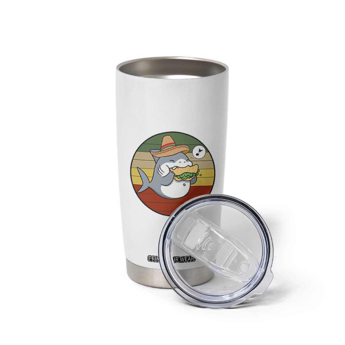 Mexican Food Lover Gift Tumbler Cup Funny Shark Eating Tacos TS12 Print Your Wear