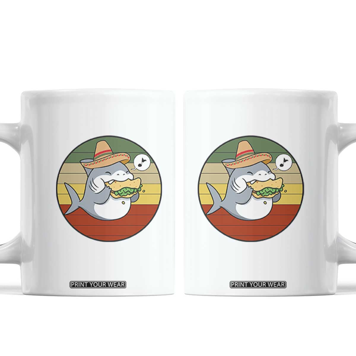 Mexican Food Lover Gift Coffee Mug Funny Shark Eating Tacos TS12 White Print Your Wear