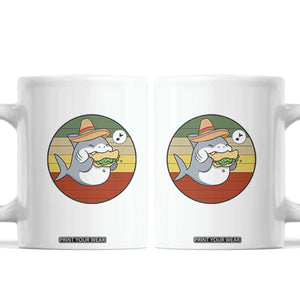 Mexican Food Lover Gift Coffee Mug Funny Shark Eating Tacos TS12 White Print Your Wear