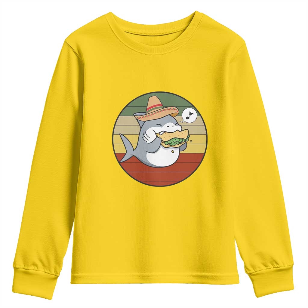 Mexican Food Lover Gift Youth Sweatshirt Funny Shark Eating Tacos TS12 Daisy Print Your Wear