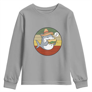 Mexican Food Lover Gift Youth Sweatshirt Funny Shark Eating Tacos TS12 Sport Gray Print Your Wear