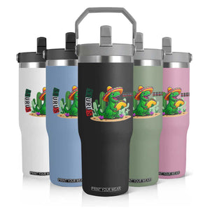 Mexican Food Lover Gift Flip Straw Tumbler Funny Dinosaur Taco Saurus TS12 Print Your Wear