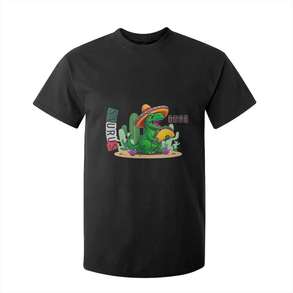 Mexican Food Lover Gift T Shirt For Kid Funny Dinosaur Taco Saurus TS12 Black Print Your Wear