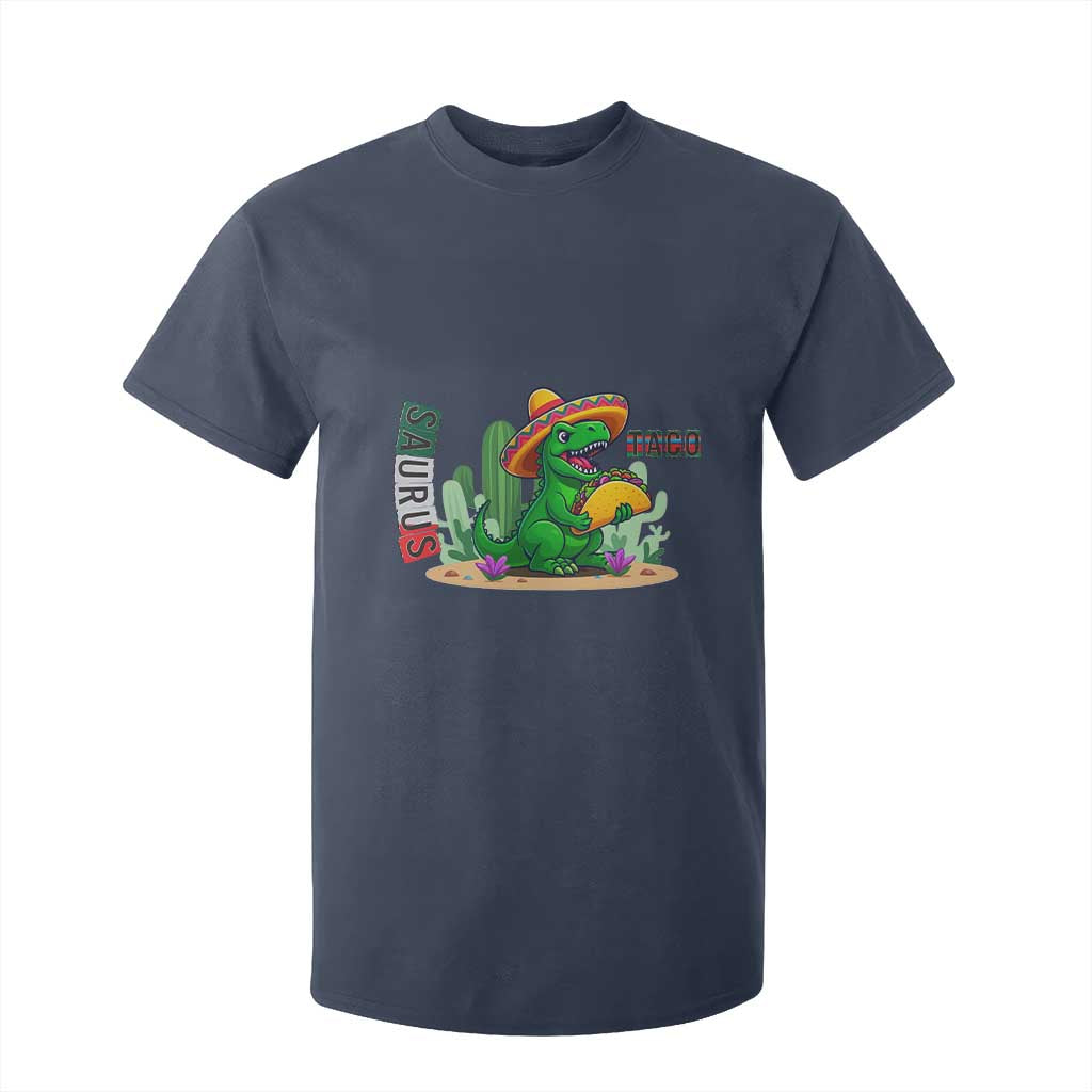 Mexican Food Lover Gift T Shirt For Kid Funny Dinosaur Taco Saurus TS12 Navy Print Your Wear