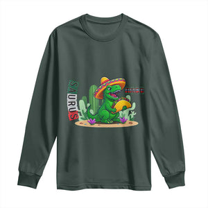 Mexican Food Lover Gift Long Sleeve Shirt Funny Dinosaur Taco Saurus TS12 Dark Forest Green Print Your Wear