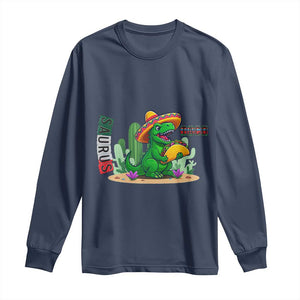 Mexican Food Lover Gift Long Sleeve Shirt Funny Dinosaur Taco Saurus TS12 Navy Print Your Wear