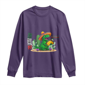 Mexican Food Lover Gift Long Sleeve Shirt Funny Dinosaur Taco Saurus TS12 Purple Print Your Wear