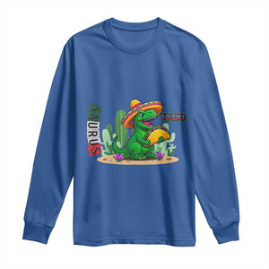 Mexican Food Lover Gift Long Sleeve Shirt Funny Dinosaur Taco Saurus TS12 Royal Blue Print Your Wear