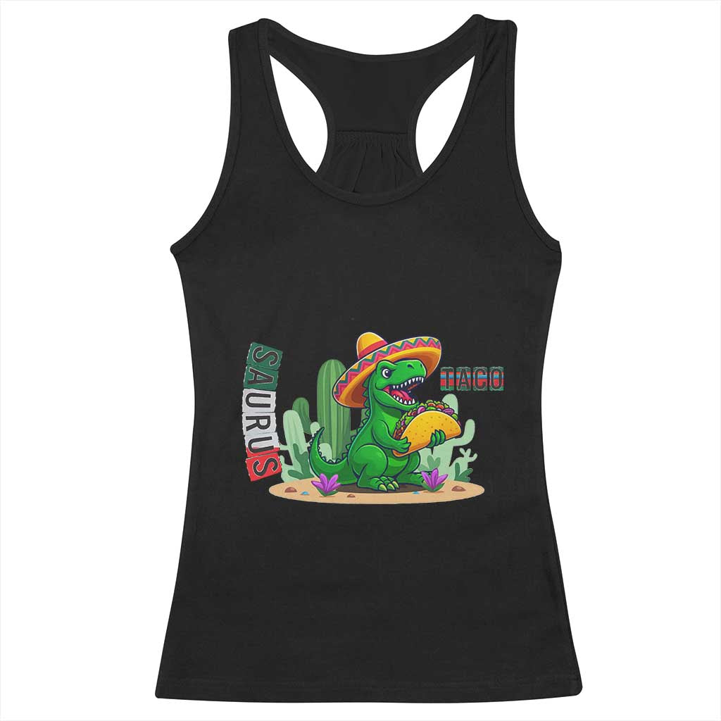 Mexican Food Lover Gift Racerback Tank Top Funny Dinosaur Taco Saurus TS12 Black Print Your Wear