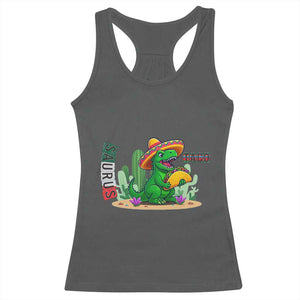 Mexican Food Lover Gift Racerback Tank Top Funny Dinosaur Taco Saurus TS12 Dark Heather Print Your Wear